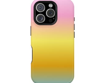 Capa para celular MagSafe em degradê rosa e amarelo – Capa com estética moderna