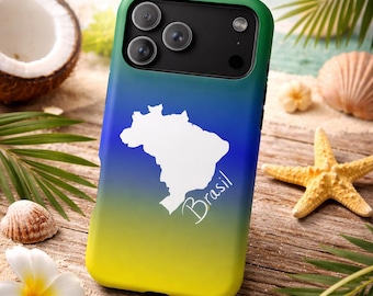 Capa para celular com mapa da Copa do Mundo do Brasil em degradê | Capa magnética resistente a impactos