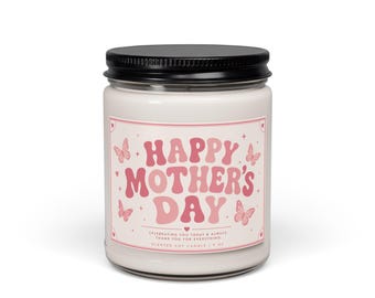 Vela de soja perfumada para o Dia das Mães, 255g, com design de borboleta, presente para a mamãe