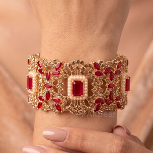 Garnet Ruby Red Bangles | January Birthstone Bracelet Pakistani Jewelry for Sizes 2.4 & 2.6