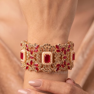 Garnet Ruby Red Bangles | January Birthstone Bracelet Pakistani Jewelry for Sizes 2.4 & 2.6