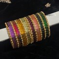 Raindrop Glass Bangles Set: Indian Bridal Jewelry, Gold Detail  (26 Pieces)