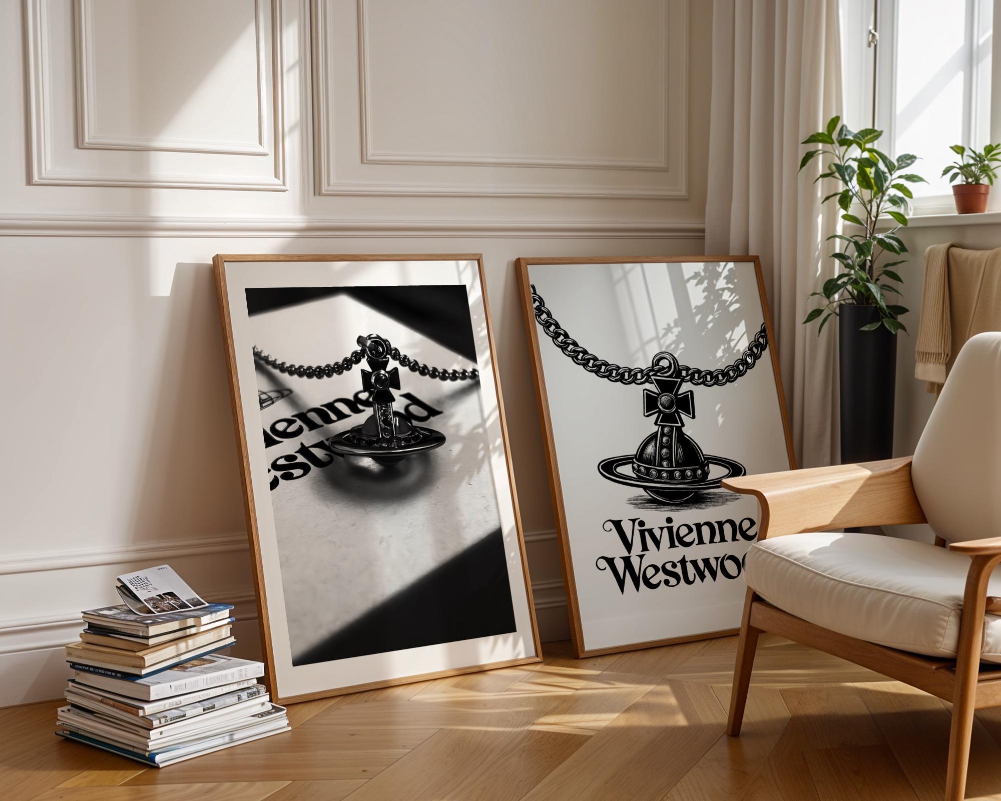 Trendy Black and White Vivienne Westwood Logo High Fashion Wall