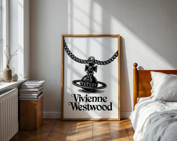 Trendy Black and White Vivienne Westwood Logo High Fashion Wall