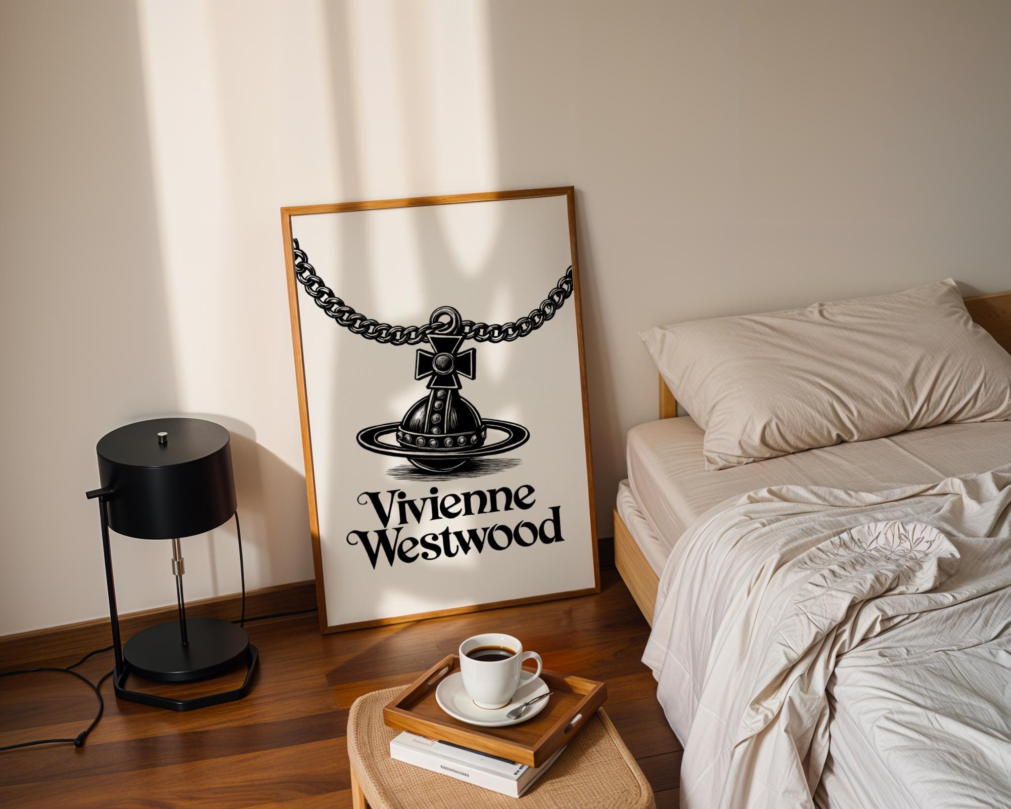 Trendy Black and White Vivienne Westwood Logo High Fashion Wall