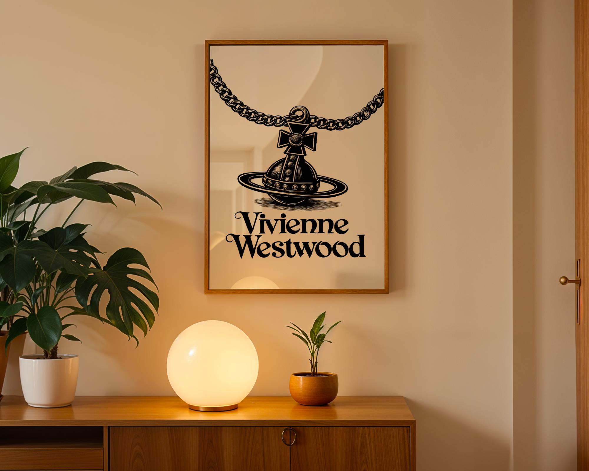 Trendy Black and White Vivienne Westwood Logo High Fashion Wall