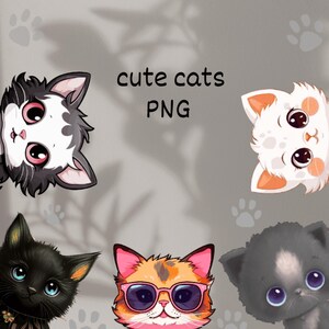 Printable Cat Clipart Bundle | Cute Cartoon Cats PNG | Cat Art Sticker | DIY Crafts | DigitalDownload | My Sweet Cats Clipart Bundle | cat