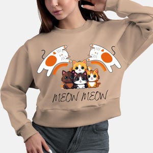 Cute Chibi Cats Digital Art - Meow Meow Illustration for Prints & Crafts