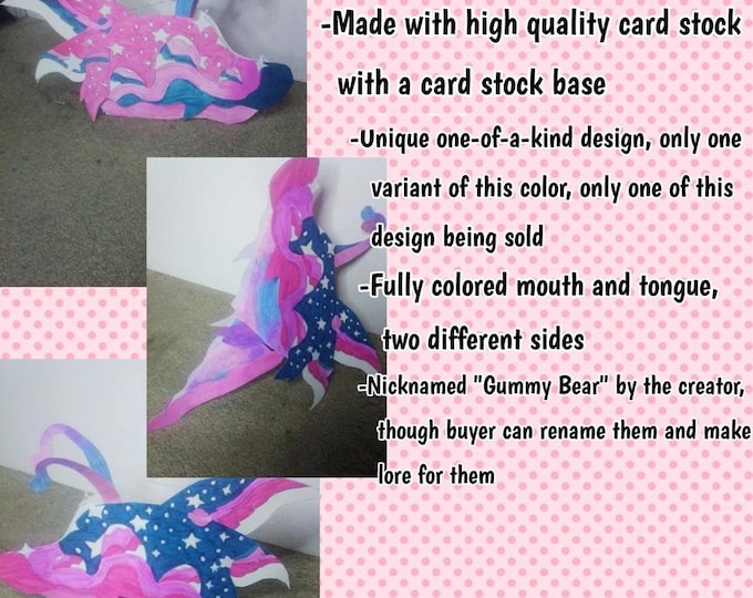 Alien Paper Dragon Puppet- Sturdy Cardstock Base, Pink/blue/white ...