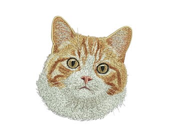 Ginger Tabby Cat Embroidery Design: Realistic Feline Face (5x7 Hoop) (Digital Download