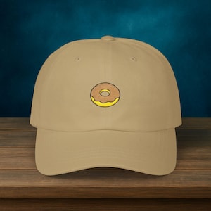 Embroidered Donut Dad Hat: Maple Frosted Cotton Baseball Cap