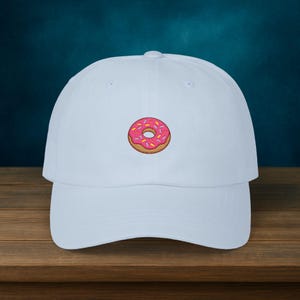Embroidered Strawberry Donut Dad Hat: Adjustable Strapback Cap