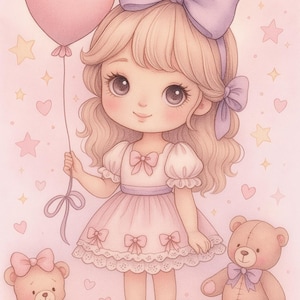 Coquette Cuties Malbuch für Mädchen | Niedliche Ausmalbilder mit Schleifen, Teddybären, Herzen | Digitaler Download PDF