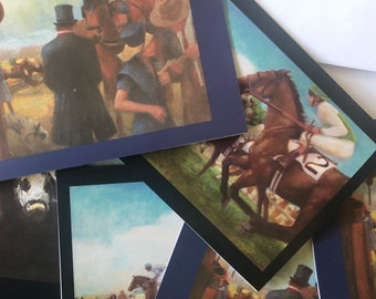 Horse Racing Paintings By Jean Diver on 5”x7” on Set of 6 Blank Note Cards