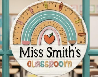 Cartello porta insegnante personalizzato, cartello con nome insegnante, cartello porta insegnante, regalo insegnante, decorazione per aula, cartello in legno per aula, ritorno a scuola