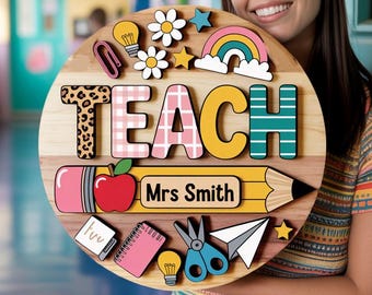 Personalized Teacher Sign, Teacher Door Hanger, Teacher Welcome Sign, Classroom Decor, Teacher Gifts, Custom Teacher Door Sign