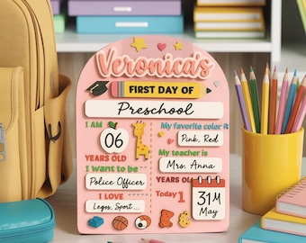Custom First Day of School Sign, Wooden School Board, Photo Prop