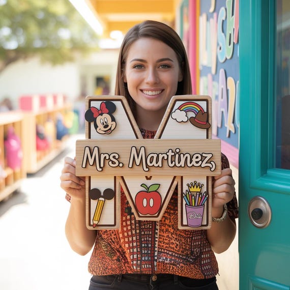 Custom Teacher Letter Sign, Disney Teacher Sign, Teacher Appreciation, Teacher Name Sign, Teacher Welcome Sign, Custom Teacher Door Sign