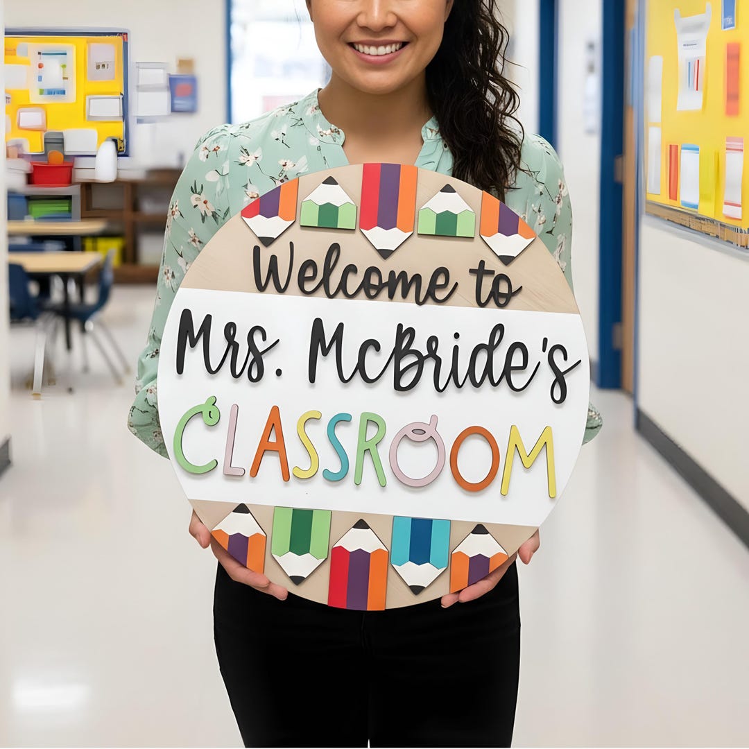 Personalized Classroom 3D Door Sign, Classroom Door Hanger, Teachers ...