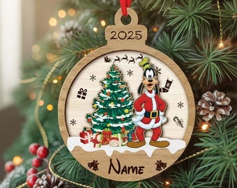 Personalized Disney Goofy Christmas Ornament 2025, Custom Name Goofy Ornament, Christmas Wooden Ornament, Christmas Tree Decor Gift