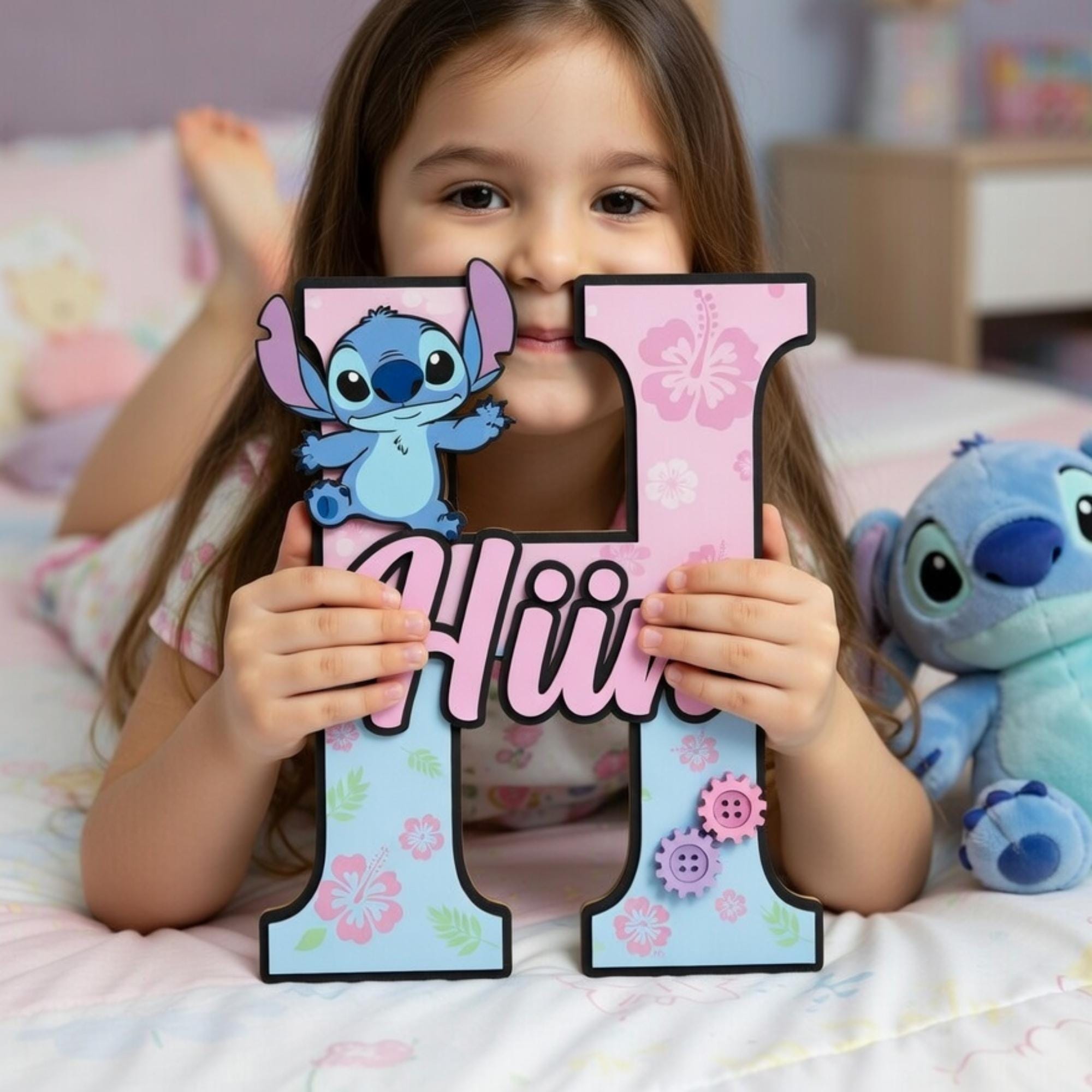 Stich Sign Custom Stitch Wood Sign, Personalized Letter Wall Decor, Kids Room ...