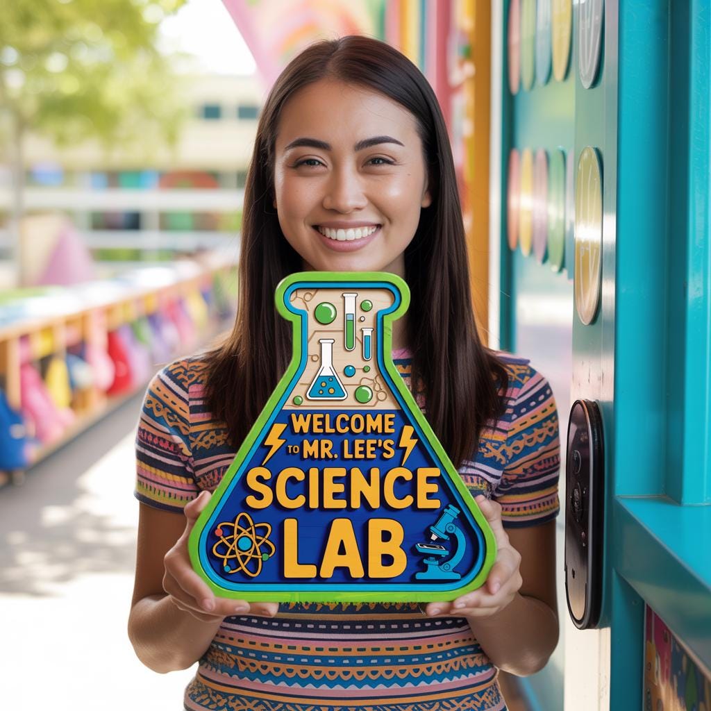 Personalized Science Lab Teacher Sign, Custom Classroom Door Sign, Wooden Science Teacher Decor, STEM Classroom Gift, School Lab Name Plaque