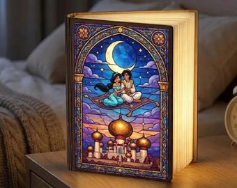 Book Lamp For Reading, Book Lamp Holder, Disney Book Lamp, Book Lamp Memorial, Couple Gift, Wood Book Light, Folding Book Lamp, LED Lamp