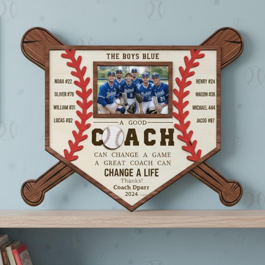 Custom Coaches Name & Photo Print, Personalized Baseball Gifts for ...