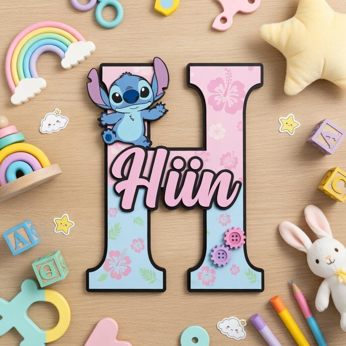 Stich Sign Custom Stitch Wood Sign, Personalized Letter Wall Decor, Kids Room ...
