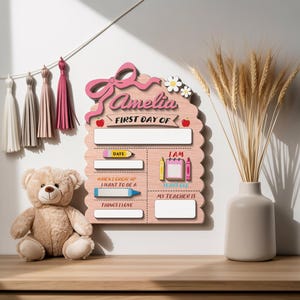 Panneau 1er jour d'école personnalisé pour la maternelle, panneau de noeud papillon premier jour d'école, commission scolaire 1er jour d'école, panneau premier jour d'école réutilisable