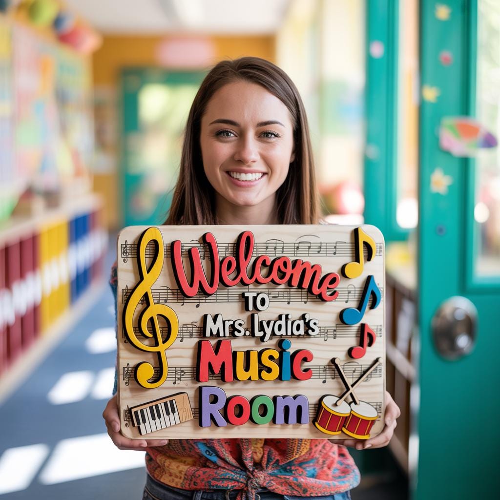 Personalized Music Teacher Door Sign, Music Education Sign, Teacher Door Hanger, Piano Teacher Gift, Music Name Sign, Teacher Gift