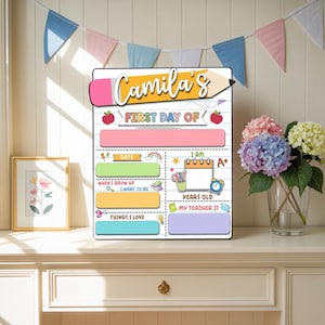 Panneau personnalisé pour la rentrée des classes fille, premier jour d'école personnalisé, panneau maternelle 1er jour d'école, panneau prénom interchangeable