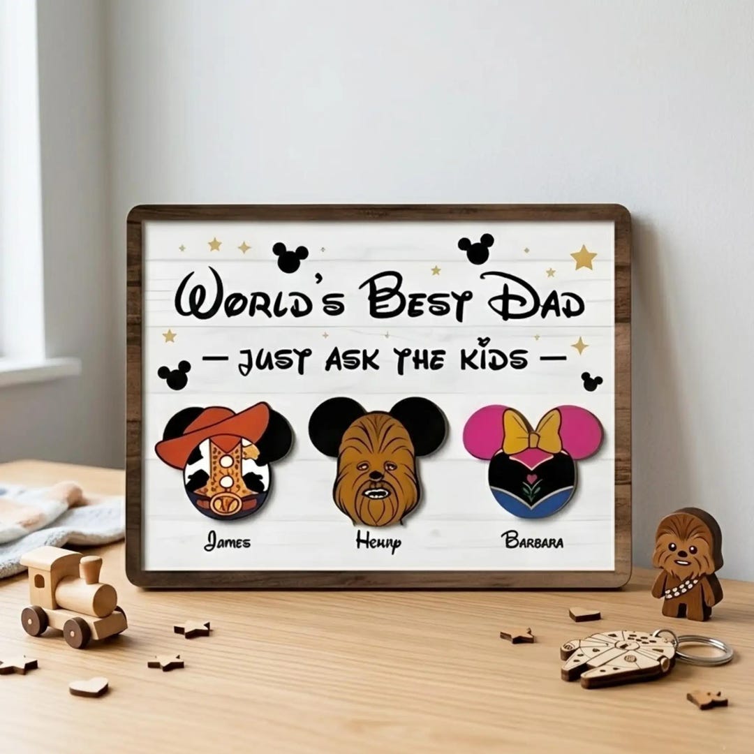 Personalized Disney Dad Wood Sign, Custom Name Plaque, Father's Day ...