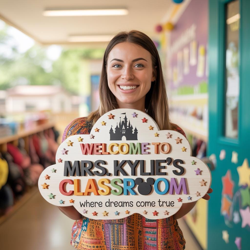 Custom Disney Teacher Welcome Sign, Disney Class Wall Decor, Disney Teacher Gift, Teacher Appreciation, Where The Dream Come True