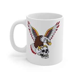 Eagle Carry Skull Tattoo Mug - American Traditional Flash Art - Bold Tattoo Artist Design - Old School Ink Style - Tattoo Gift