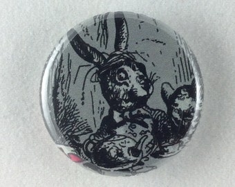 1" Button - Tea Party - White Rabbit