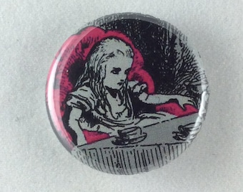 1" Button SET - Tea Party - Alice, White Rabbit, and Mad Hatter
