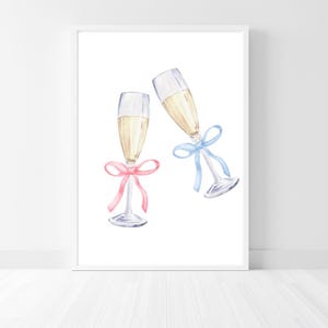 Bar cart wall art, Pink and Blue wall art, Cheers, Trendy wall art, Preppy wall art, Bow wall art, Printable wall art, Cute wall art