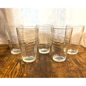 Set Of 5 Libbey Orbita Glasses Wave Pattern 16 Oz Each