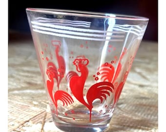 Vaso de chupito Hazel Atlas vintage de los años 60, estilo moderno de mediados de siglo - Perfil robusto - Decoración retro para bares