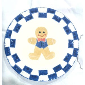 Vintage Buttermilk Acres stengodsunderlägg pepparkaksgubbe-design