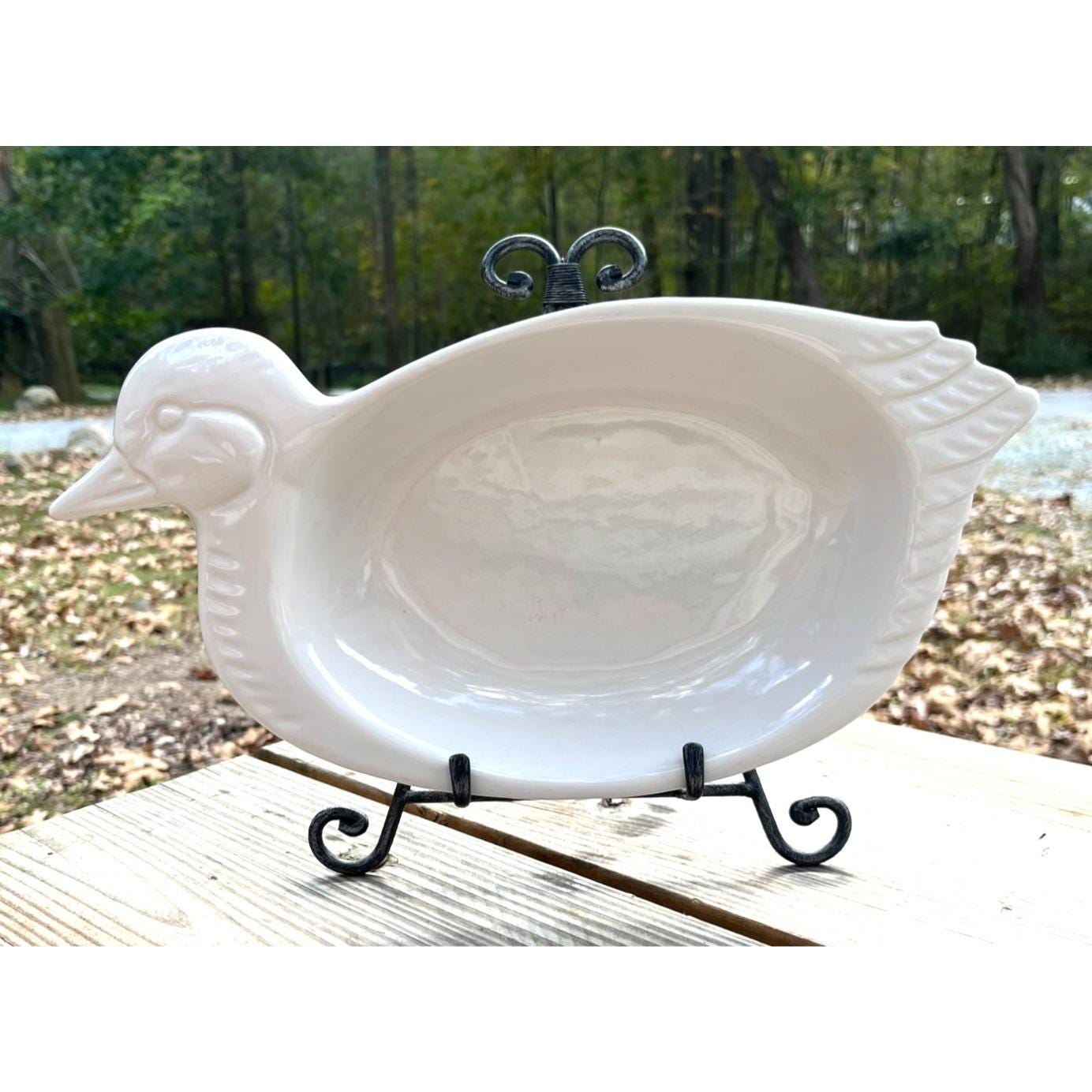 Dessous De Plat Vintage – Céramique Verte – Motif Canard – Occasion