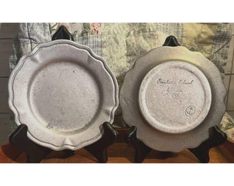 "Paar vonblevon Oneida Vintage Zinn Brot Teller 6 "Durchmesser ausgebogter Rand