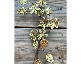 Vintage interieur Messing koper bloemen muurkunst decoratie handgemaakte bloemen bladeren ontwerp