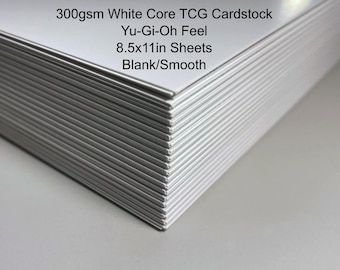 Cartulina TCG con núcleo blanco de 300 g/m² (YGO) - Cartulina lisa profesional para manualidades (DIY/Proxy) - 20 hojas A4 (8,5 x 11 pulgadas)