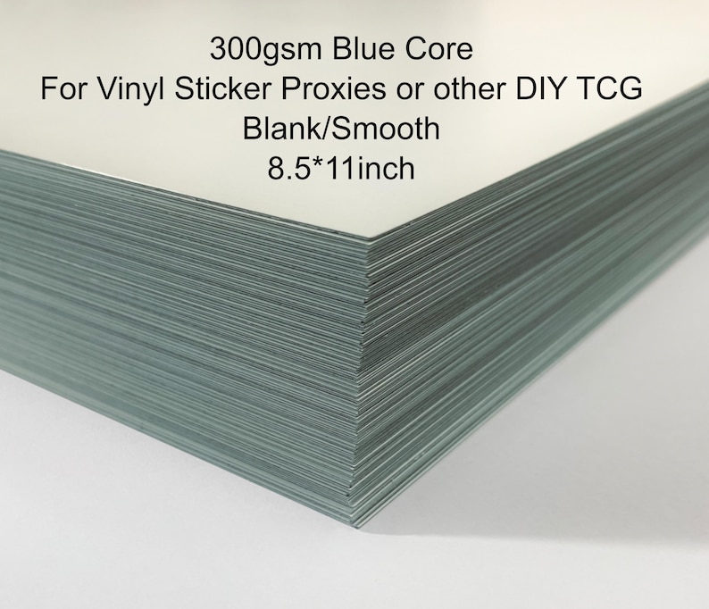 300gsm BLUE Core Cardstock - DIY TCG Proxy Card Stock - 8.5x11in Sheets - 275mic Thickness image 1