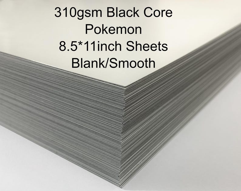 310gsm Black Core Cardstock: DIY TCG Proxy Card Stock - 8.5x11in - Blank/Smooth - non-foil Pokemon/MTG Weight/Thickness bild 1