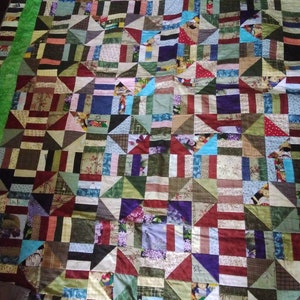 Handgemachte Scrappy Quilt-56.5 &quot;X 74&quot; Einzigartige Patchwork Decke, Vintage-inspirierte Decke, Quilt Decke
