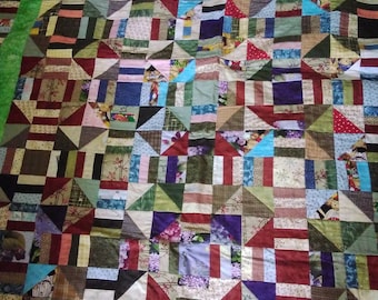 Colcha artesanal de retalhos, estilo vintage (143,5 cm x 188 cm)
