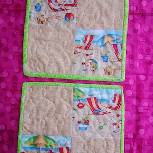 Mug rugs with a beach theme